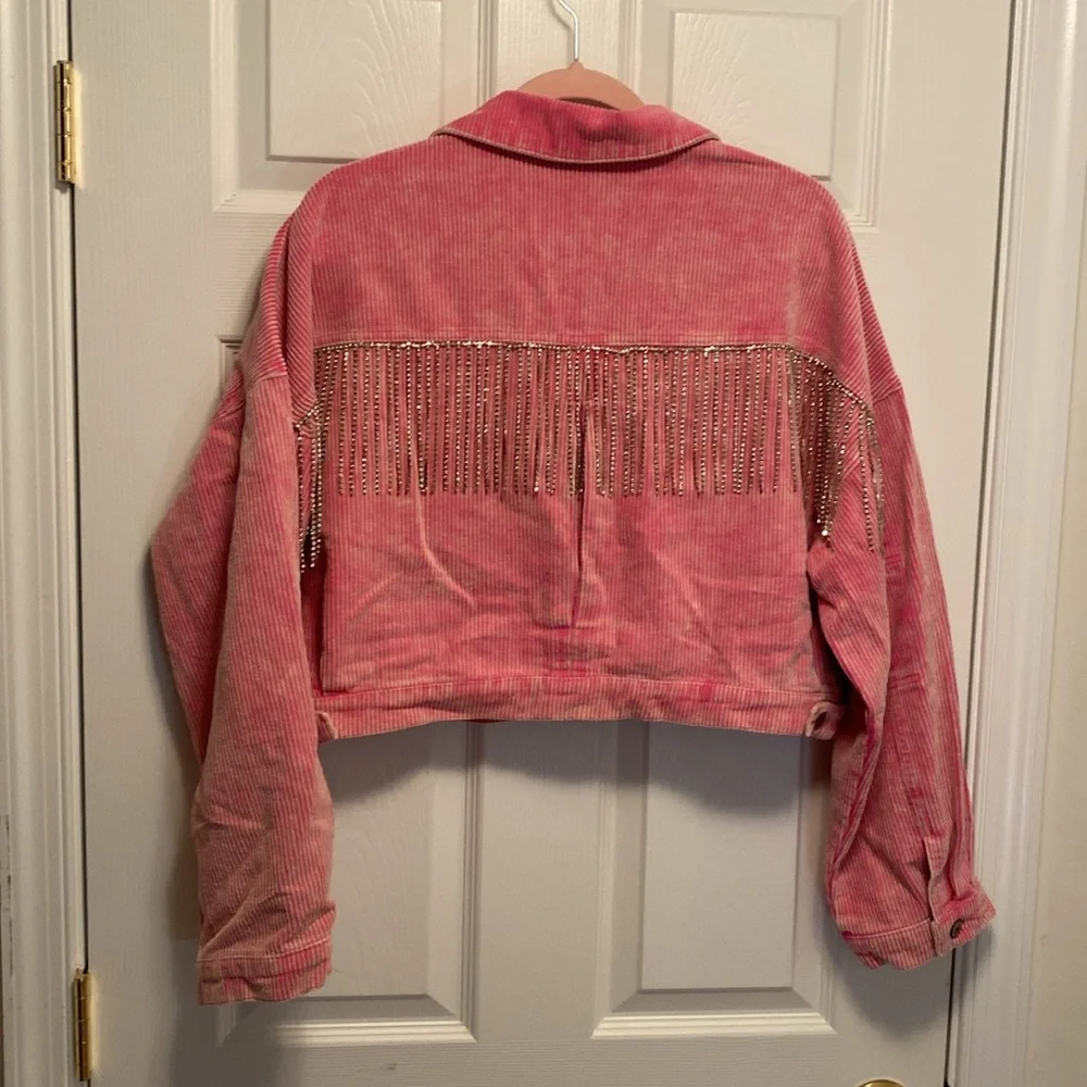 Brand New Blue B Hot Pink Corduroy Cropped Jacket…size M/L - Picture 2 of 7